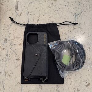 Bandolier Black Phone Case with Strap- iPhone 15 Pro Max